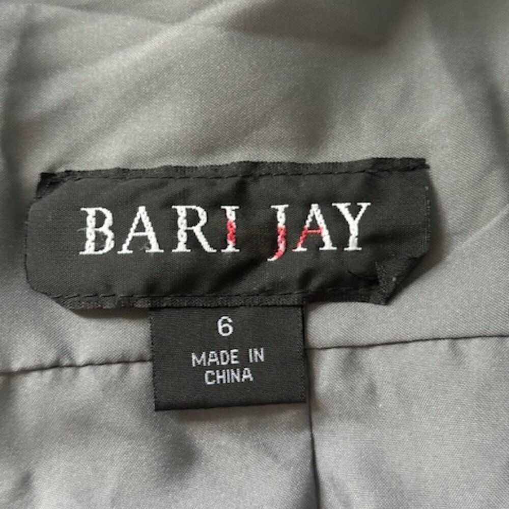 Bari Jay Bridesmaid Grey Chiffon Dress Style 1631 Shadow V Neck Pleated Sz 6 NWT - Picture 9 of 16